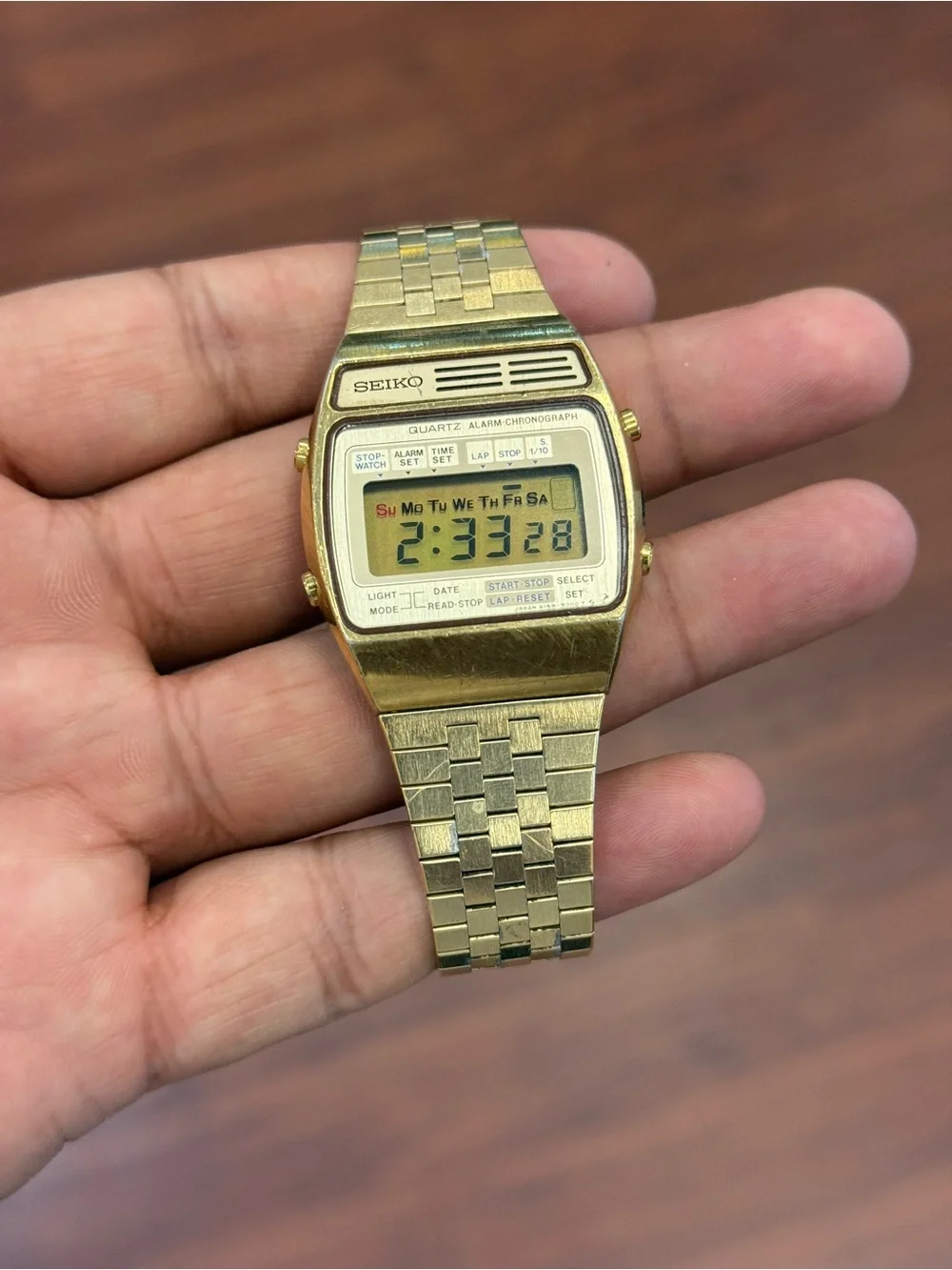 Seiko vintage Gold Digital Quartz Alarm Chronograph Japan movement Watch